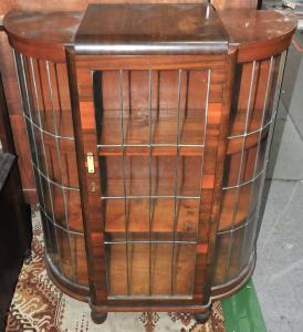 Lot 5 - Vintage Wooden Art Deco Lead Light Display Cabinet - Approx 117cm H