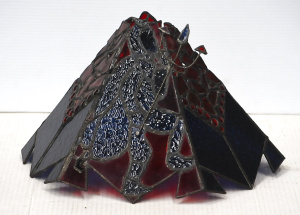 Lot 28 - Handmade leadlight lamp shade, Melbourne Football Club The Demons with Lot 28 - Handmade leadlight lamp shade, Melbourne Football Club The Demons with