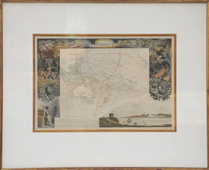 Lot 93 - Raimond Bonheur Framed 19th C Engraved hand coloured Map - Oceanie from Lot 93 - Raimond Bonheur Framed 19th C Engraved hand coloured Map - Oceanie from