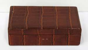 Lot 94 - Vintage Chesterfield Crocodile skin Covered Box - embossed mark to base