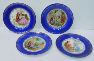 Lot 99 - Set of 5 vintage Limoges Cabinet plates - Royal Blue & Gilt borders
