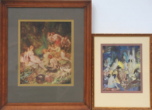 Lot 105 - 2 x Framed Norman Lindsay Colour Prints - Balshazzar & Fruits of T