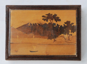 Lot 107 - Vintage Japanese Inlaid Wood 5 piece Box Set - 4 x smaller boxes fitte