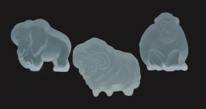 Lot 108 - 3 x Vintage Scandinavian Frosted glass animals inc Monkey, Elephant &a