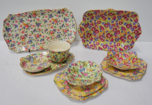 Lot 123 - Group lot vintage Japanese ceramics inc Art Deco set 6 Trios with Crea