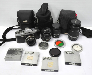 Lot 140 - Lot of Vintage & Modern Cameras & Camera Accessories incl 1960