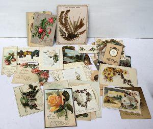 Lot 142 - Group lot of Vintage Ephemera c 1900 Inc Post Cards, Christmas Cards e