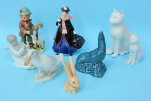 Lot 150 - Group lot of Vintage Ceramic figures inc Royal Copenhagen Duck Model 1