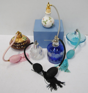 Lot 151 - 5 x Vintage Perfume Atomisers inc Boxed Wedgwood Strawberry Pattern, I