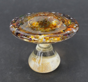 Lot 165 - Don Wreford small Australian Art Glass Mushroom - Yellow, Pink & P