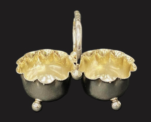 Lot 167 - c1883 Birmingham Hallmarked Sterling Silver Double salt cellars by Hor Lot 167 - c1883 Birmingham Hallmarked Sterling Silver Double salt cellars by Hor