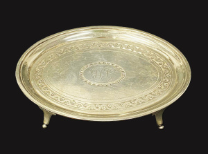 Lot 176 - c1804 Hallmarked London Sterling Silver Oval footed small tray - Willi