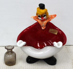 Lot 187 - Murano Glass Clown Ash Tray (AF Head Repaired) and Miniature Italian H