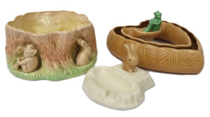 Lot 195 - 3 x Sylvac Pottery items inc, Elf and Rabbits bowl, Elf heart shaped t