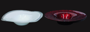 Lot 199 - 2 x Vintage Art Glass bowls inc Metallic Red & Black interior with
