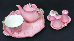 Lot 206 - Group Vintage Royal Winton Pink Petunia inc Part Breakfast set & 4