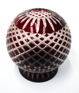 Lot 219 - Vintage Ruby flash Cut Crystal 2 piece Fairy Light, approx 25 cm H