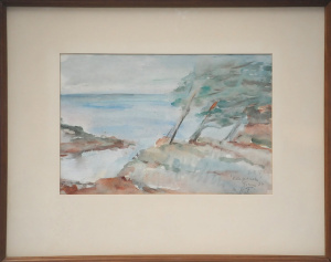 Artist Unknown (Signed M R F) Framed Modernist Watercolour - Villefranche, Franc