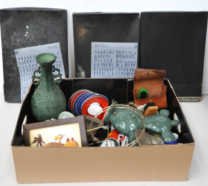 Box lot of Vintage Mixed Items incl Letraset Transfer Sheets, Mixed Ceramics, E