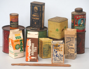 Group lot - Vintage Tea Tins & Packaging incl The Billy Tea Cardboard Box, G