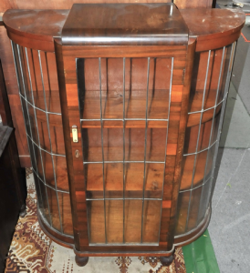 Lot 7 - Vintage Wooden Art Deco Lead Light Display Cabinet - Approx 117cm H