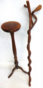 Lot 8 - 2 x Vintage Wooden Items inc, Carved Hiking Stick with Cobra Snake and a
