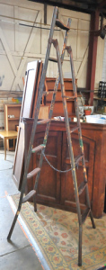 Lot 12 - Vintage Metal Folding Ladder - Approx 230cm H Lot 12 - Vintage Metal Folding Ladder - Approx 230cm H