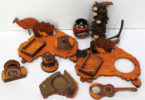 Lot 13 - Mixed Lot of Timber Australiana, Including Desk Stands, Thermometer etc Lot 13 - Mixed Lot of Timber Australiana, Including Desk Stands, Thermometer etc