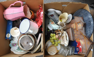 Lot 25 - Mix Lot of 2 Boxes, Including Hand Painted Porcelain, Luke Cutlery Set, Lot 25 - Mix Lot of 2 Boxes, Including Hand Painted Porcelain, Luke Cutlery Set,