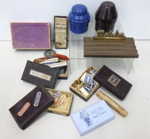 Lot 28 - Small Box Lot of Vintage Stationary items inc, blue mottled Bakelite Ma