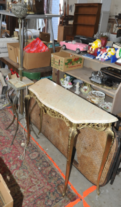 Lot 32 - 2 x Pieces of Gilt Furniture incl Hall Table w Alabaster Top & Floo Lot 32 - 2 x Pieces of Gilt Furniture incl Hall Table w Alabaster Top & Floo