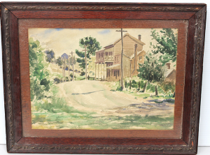 Lot 100 - Charles Crampton (Active c1930 - 50s) Framed Watercolour - The Main St Lot 100 - Charles Crampton (Active c1930 - 50s) Framed Watercolour - The Main St