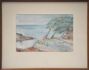 Lot 101 - Artist Unknown (Signed M R F) Framed Modernist Watercolour - Villefran