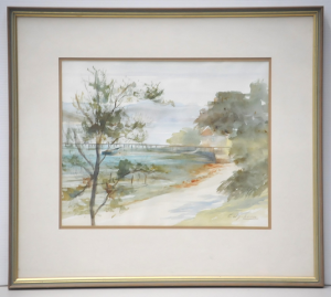 Lot 102 - Enid Colquhoun (1927 - ) Framed Watercolour - At Batemans Bay - Signed Lot 102 - Enid Colquhoun (1927 - ) Framed Watercolour - At Batemans Bay - Signed