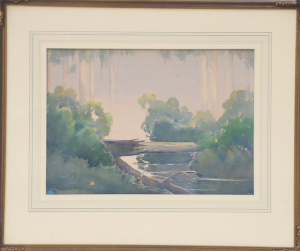 Lot 105 - Artist Unknown Framed c1920 30s Unsigned Australian Watercolour - Rive Lot 105 - Artist Unknown Framed c1920 30s Unsigned Australian Watercolour - Rive