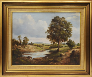 Lot 112 - Trevor Jones (1945 - ) Framed Oil Painting - Australian River Landscap Lot 112 - Trevor Jones (1945 - ) Framed Oil Painting - Australian River Landscap