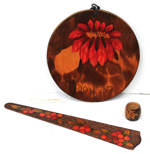 Lot 119 - 3 pces Vintage Australian Pokerwork inc Doyley Press, Tie Form & N Lot 119 - 3 pces Vintage Australian Pokerwork inc Doyley Press, Tie Form & N