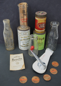Lot 125 - Lot of Vintage Tins & Kitchenalia incl Wall Mounted Can-O-Matic Ca