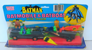 Lot 133 - Boxed Officially Licenced Batmobile & Batboat with Trailer from th