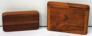 Lot 136 - 2 Fine Timber Cases, a Vintage Olivewood Cigarette Case and Inlaid Tri Lot 136 - 2 Fine Timber Cases, a Vintage Olivewood Cigarette Case and Inlaid Tri