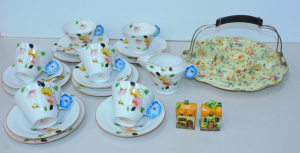 Lot 151 - Group lot vintage Japanese ceramics inc Art Deco set 6 Trios with Crea