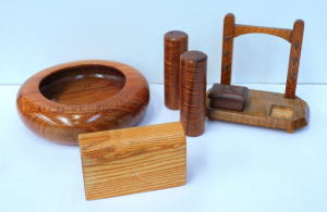 Lot 170 - Group of Australian Timber Items, Including Silky Oak Bowl, and Desk S