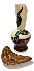 Lot 186 - Two Pieces of Australian Pottery with Indigenous Decoration, Inc Boome Lot 186 - Two Pieces of Australian Pottery with Indigenous Decoration, Inc Boome