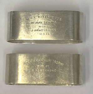 Lot 202 - 2 x Aust Hallmarked Sterling Silver Presentation Napkin Ring by FJ Mol Lot 202 - 2 x Aust Hallmarked Sterling Silver Presentation Napkin Ring by FJ Mol