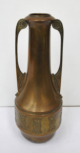 Lot 215 - Vintage Dutch Two Handle Brass Vase by Daalderop, Approx 30cm H
