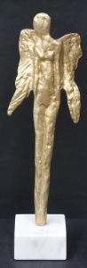 Lot 225 - Large Modernist Gilded metal Sculpture - Angel - mounted on marble bas