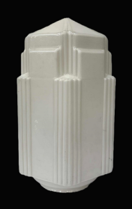 Lot 226 - Large Art Deco Milk Glass Prismatic Cascade Lampshade Approx 42cm H Lot 226 - Large Art Deco Milk Glass Prismatic Cascade Lampshade Approx 42cm H