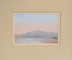 Joseph Zbukvic (1952 - ) Framed Watercolour - Lake scene w Figures Fossicking -