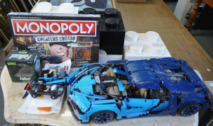Lot of incl Monopoly Cheaters Board Game, Lego Technic Bugatti Veyron Car Part B