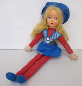 Vintage Italian Ceppi Ratti Doll with padded cloth body and original tag, appro